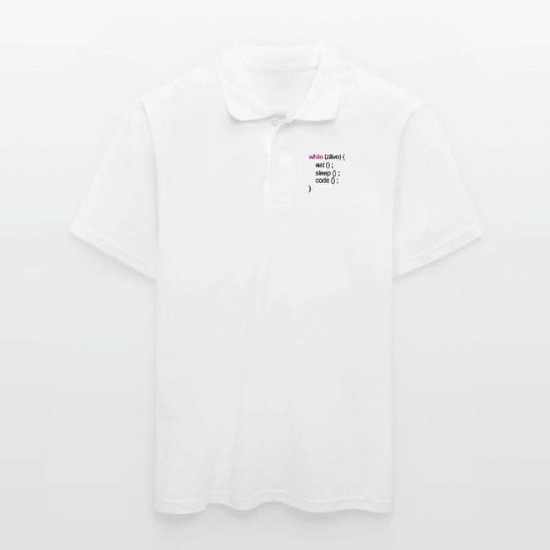 while alive code Informatiker programming coding Männer Poloshirt