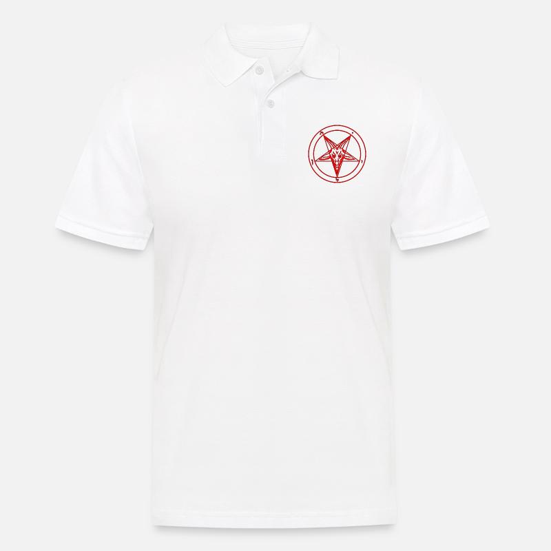 Sigillo pentagramma del Baphomet 666 Rosso - Polo da uomo - bianco