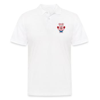 BOXER - SCHWEIN - BOXEN - KAMPFSPORT - TIER - Männer Poloshirt - Weiß - Vorne - Kai (181cm)