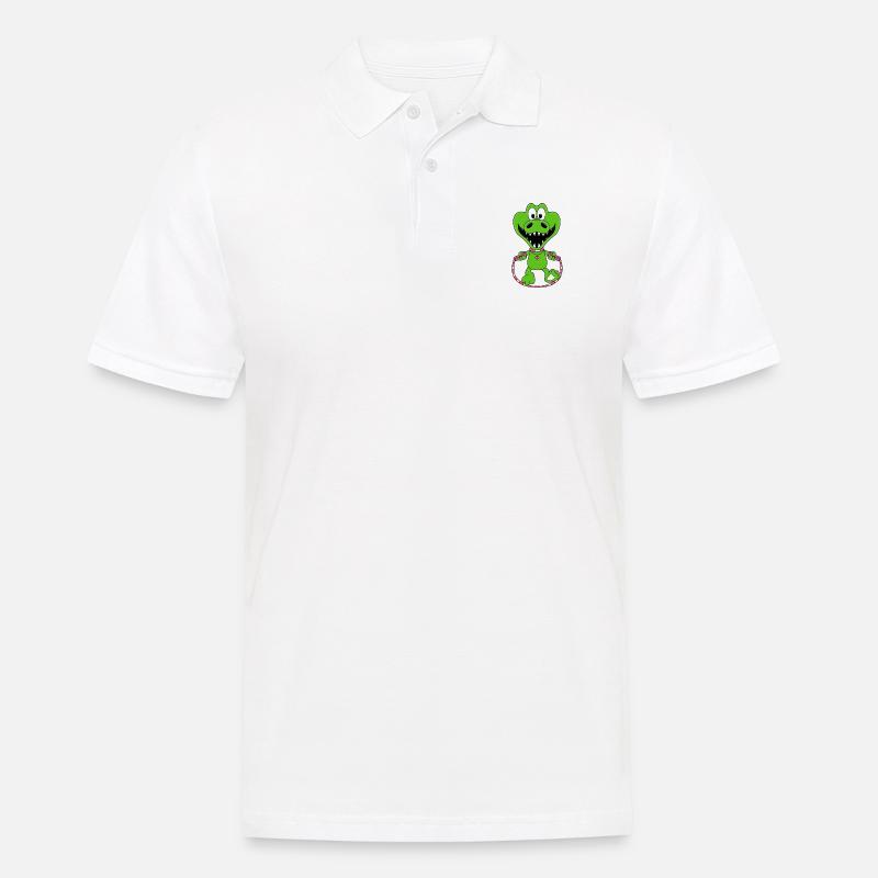 KROKODIL - SEILSPRINGEN - TIER - SPRINGSEIL - Männer Poloshirt - Weiß