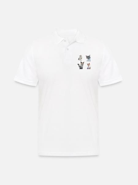 Packung Aufkleber Coole und niedliche Katzenkatzen - Männer Poloshirt - Weiß