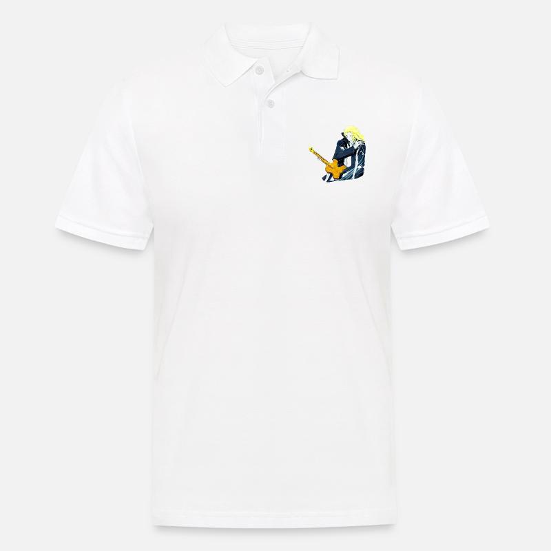 Typ mit Gitarre - Männer Poloshirt - Weiß