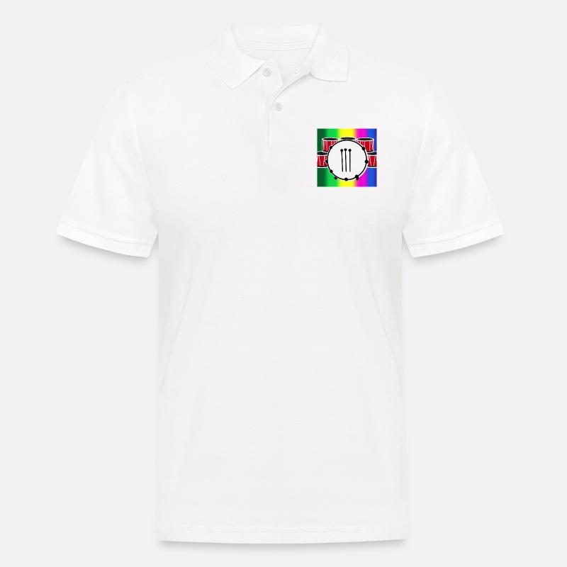 Schlagzeug vor Regenbogen - Männer Poloshirt - Weiß