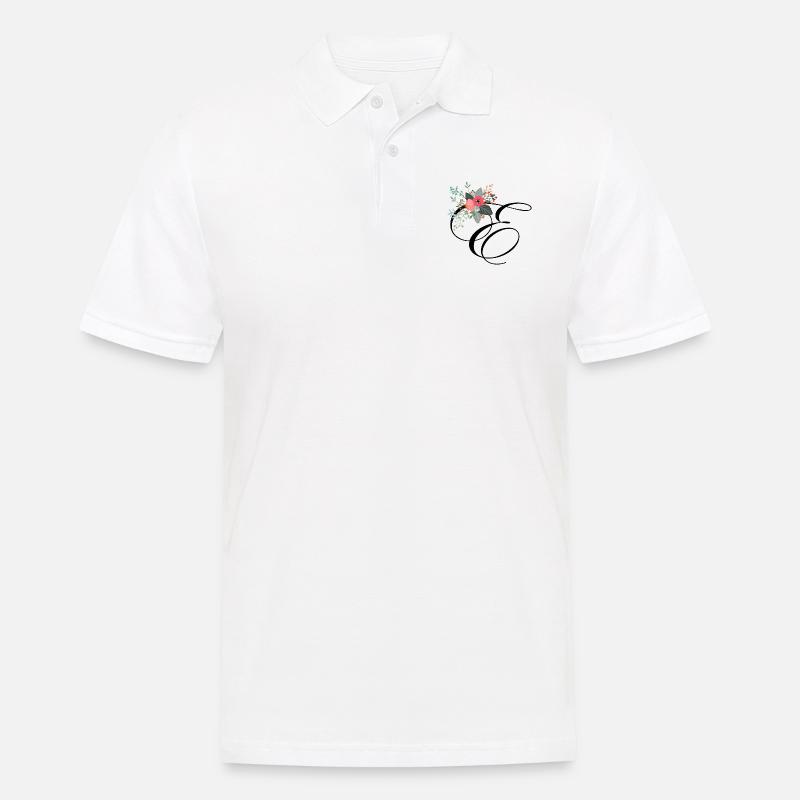 Letter e fleuris - Männer Poloshirt - Weiß