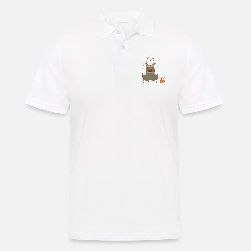 Eisbär mit einem Eimer Fisch - Männer Poloshirt - Weiß