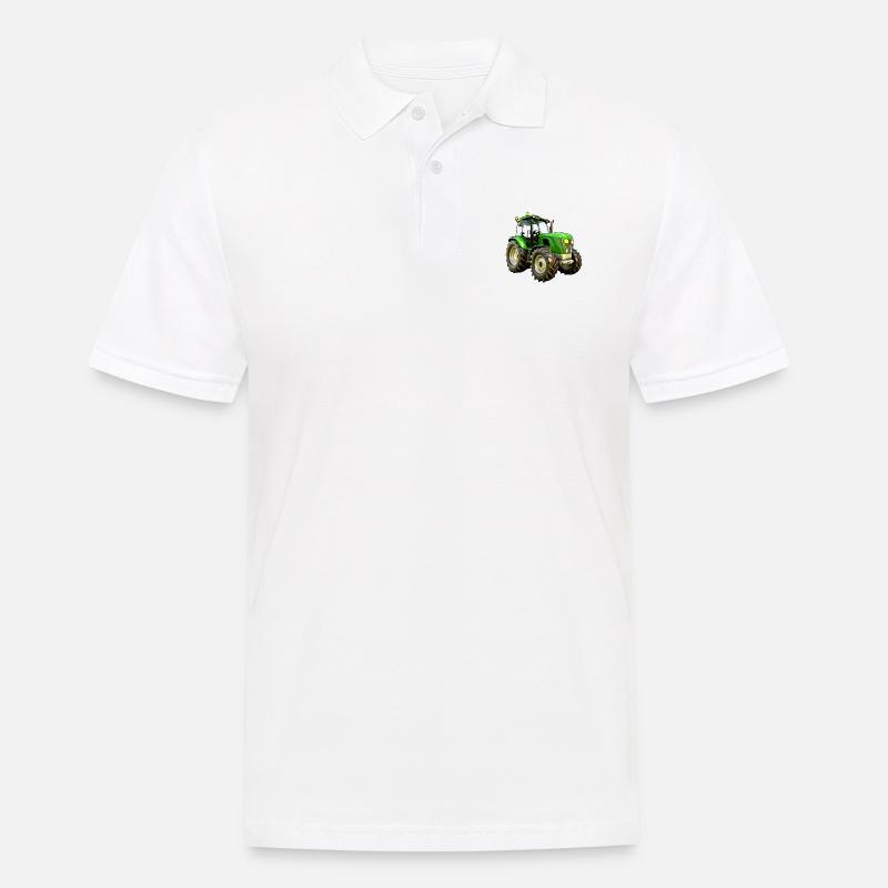 Moderner Traktor Trecker - Männer Poloshirt - Weiß