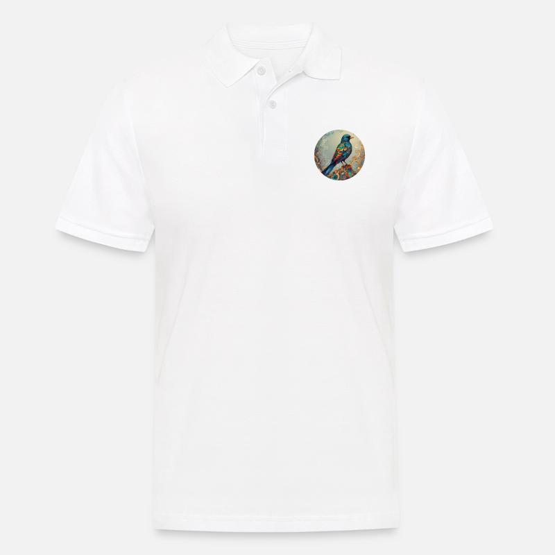 Vogel runder Batch - Männer Poloshirt - Weiß
