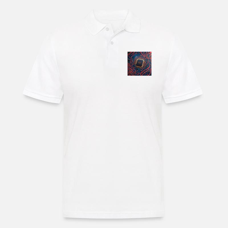 Microchip Red - Männer Poloshirt - Weiß