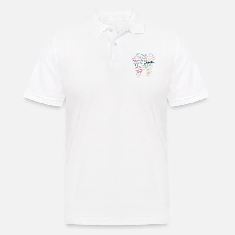 Zahntechnik Wordcloud bunt - Männer Poloshirt - Weiß