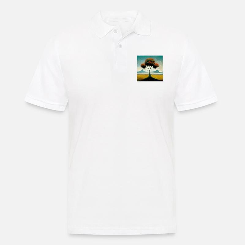 Surrreal Landschaft Baum Einsamkeit Berge - Männer Poloshirt - Weiß