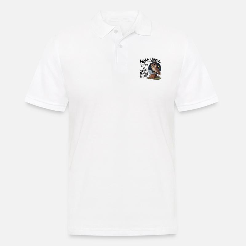 Eule auf Nachtschicht – Kaffee first! - Männer Poloshirt - Weiß
