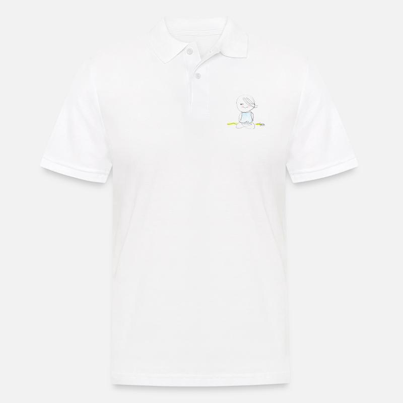 meditating little buddha - Männer Poloshirt - Weiß