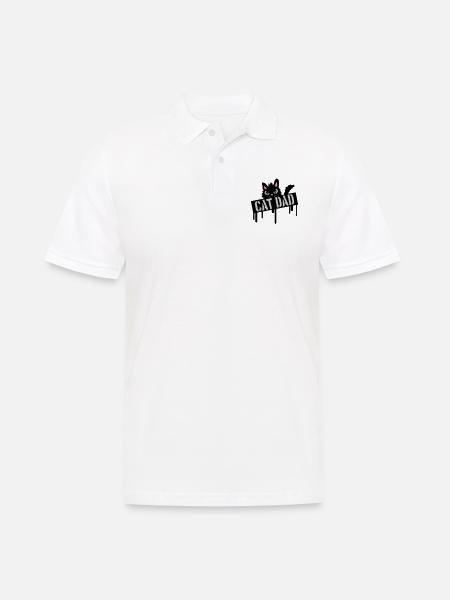 Cat Father Stamp Logo - Men's Polo Shirt - white