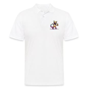 Cool cat écoute de la musique et boit de la bière - Polo Homme - blanc - Devant - Kai (181cm)