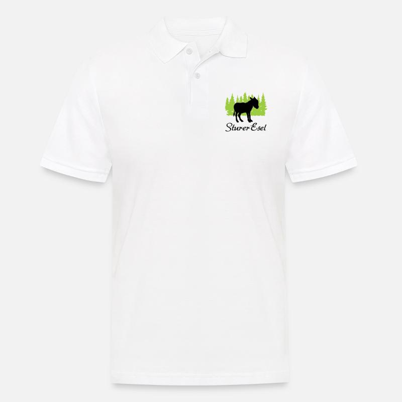 "Sturer Esel: Eigenwillige Beharrlichkeit" - Männer Poloshirt - Weiß