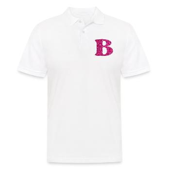 Buchstabe b rosa Glitzer - Männer Poloshirt - Weiß - Vorne - Kai (181cm)