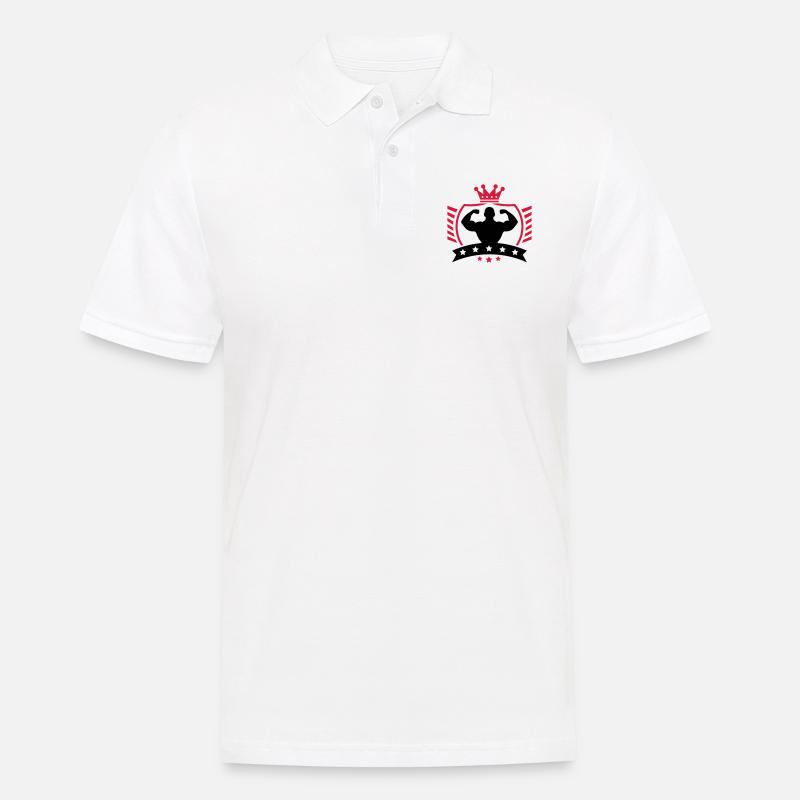 bodybuilder_shield_ym2 - Männer Poloshirt - Weiß
