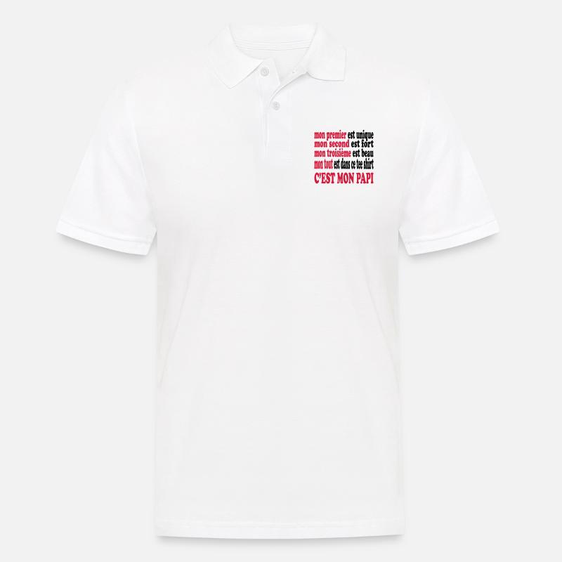 Mon papi est beau - Männer Poloshirt - Weiß