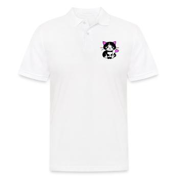 Süße Katze im Comic Stiel - Männer Poloshirt - Weiß - Vorne - Kai (181cm)