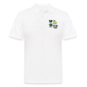 Geburtstag 18, Eulen am Drahtseil, rund - Männer Poloshirt - Weiß - Vorne - Kai (181cm)