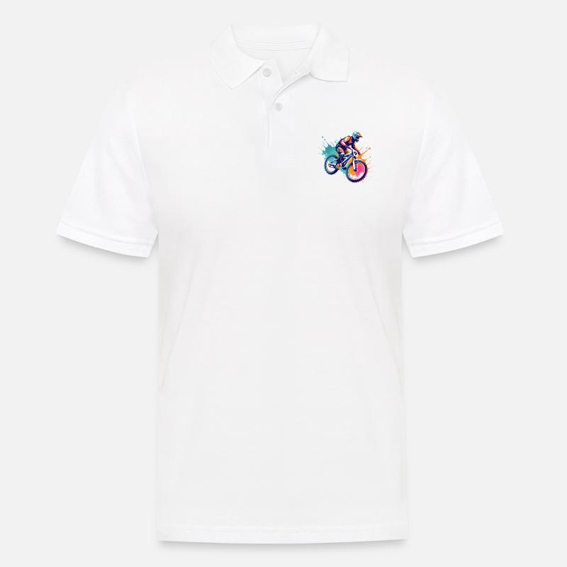 Mountainbikedesign - Männer Poloshirt - Weiß