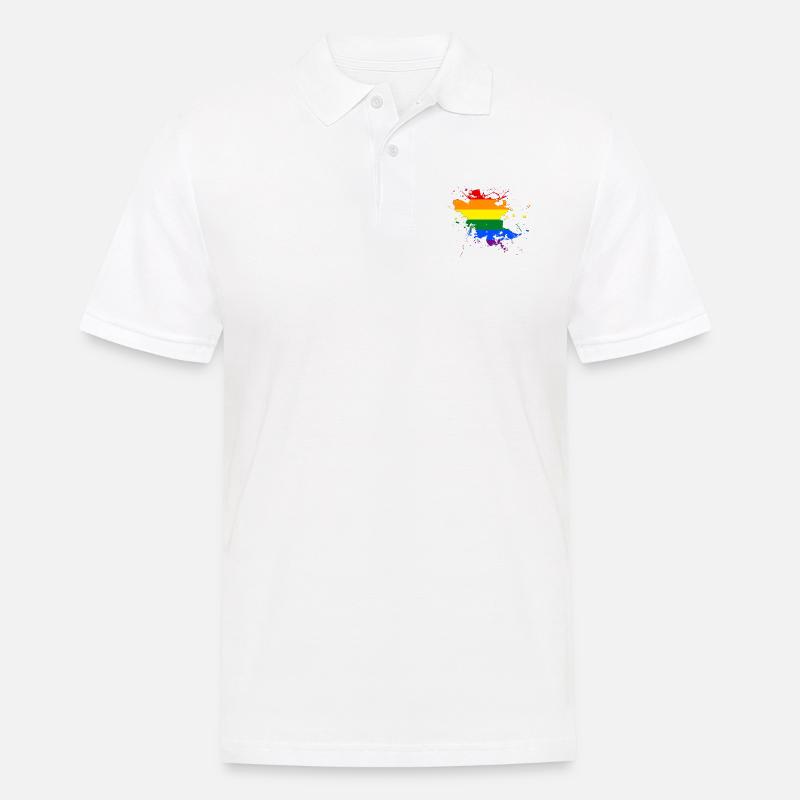 Regenbogenfahne als Farbklecks - Männer Poloshirt - Weiß