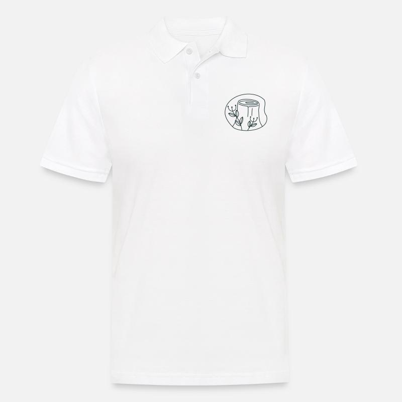 Holzstumpf mit Blumenblumen - Männer Poloshirt - Weiß
