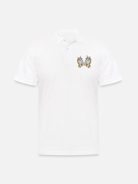Einhorn Freunde Bier Anstoßen - Männer Poloshirt - Weiß