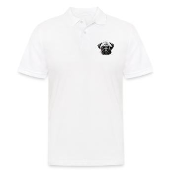 Mops Design Grafik Druck Motiv - Männer Poloshirt - Weiß - Vorne - Kai (181cm)