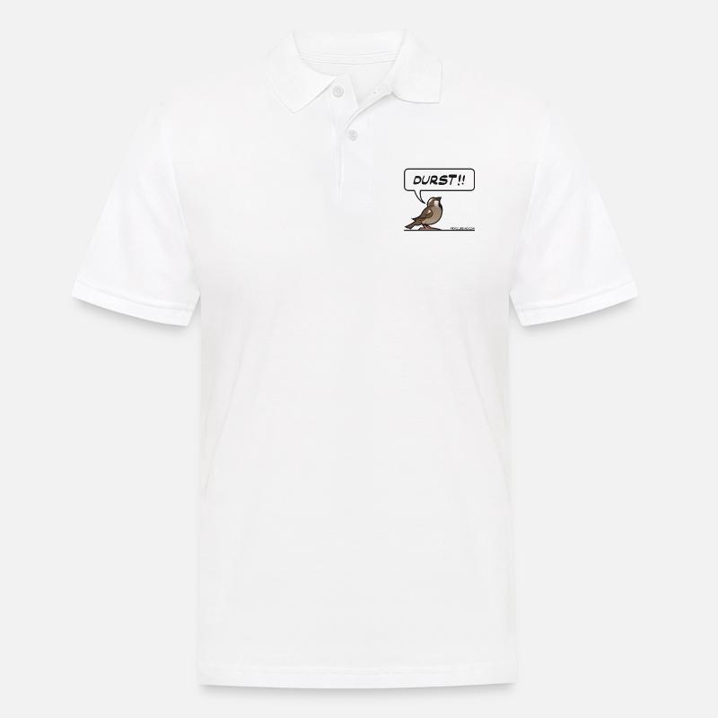 Durstiger Spatz - Männer Poloshirt - Weiß