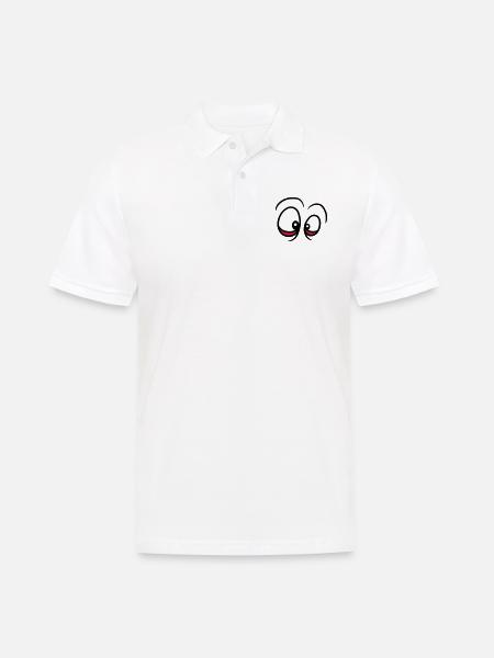 yeux yeux regardent le visage enroulé yeux - Polo Homme - blanc