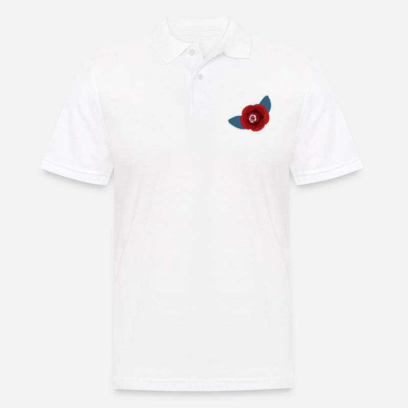 Rote Kamelienblüte - Männer Poloshirt - Weiß