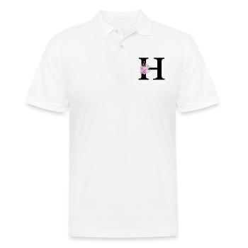Lila Blumenbuchstabe h - Männer Poloshirt - Weiß - Vorne - Kai (181cm)