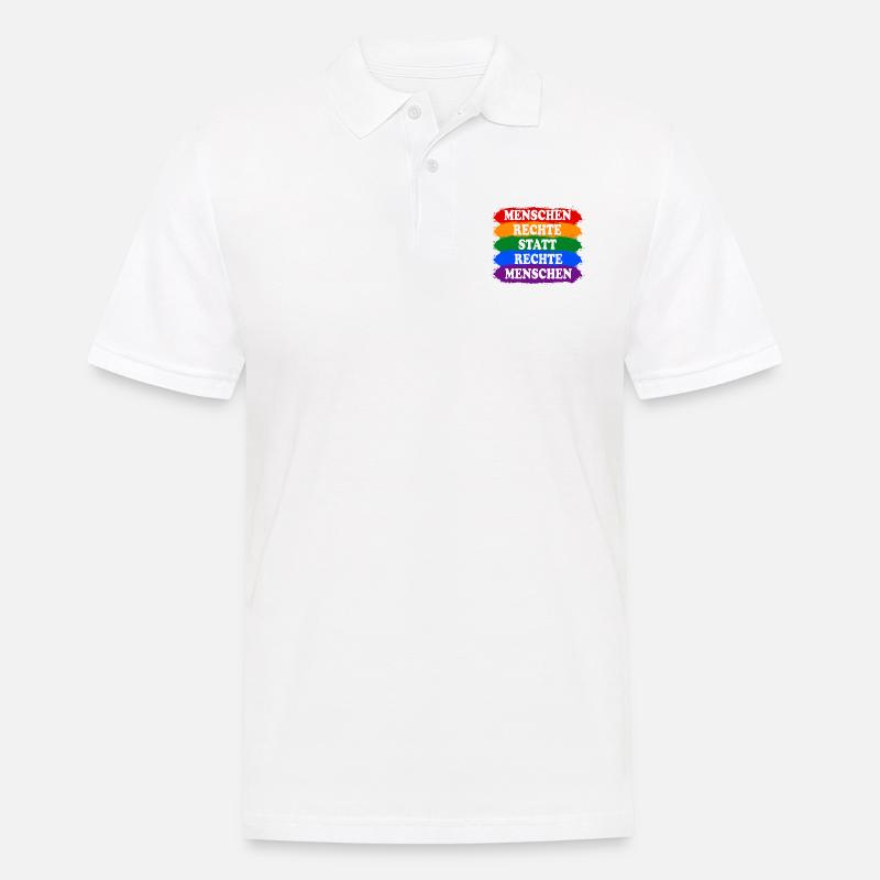 Menschenrechte statt rechte Menschen Regenbogen - Männer Poloshirt - Weiß