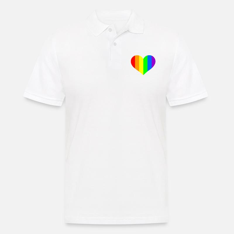Regenbogen Herz - Männer Poloshirt - Weiß