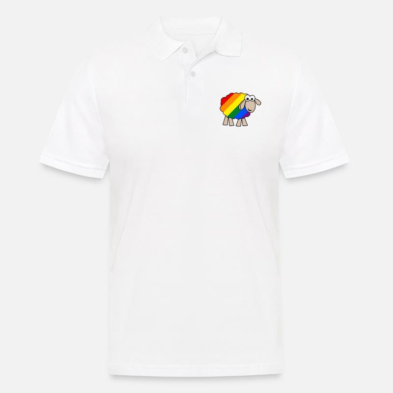 Regenbogen Schaf - Männer Poloshirt - Weiß