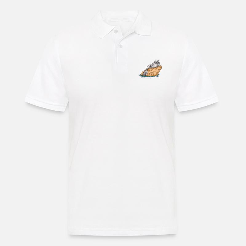 Meerverliebte Robbe | Yolo-Artwork - Männer Poloshirt - Weiß