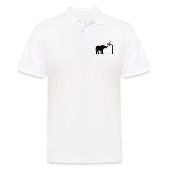 Basketball spielender Elefant Silhouette - Männer Poloshirt - Weiß - Vorne - Kai (181cm)