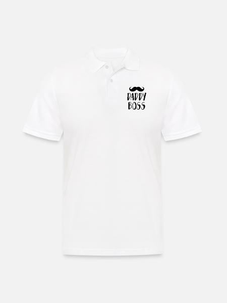 T-Shirt Daddy Boss Beard Mustache Gift Iddee - Men's Polo Shirt - white