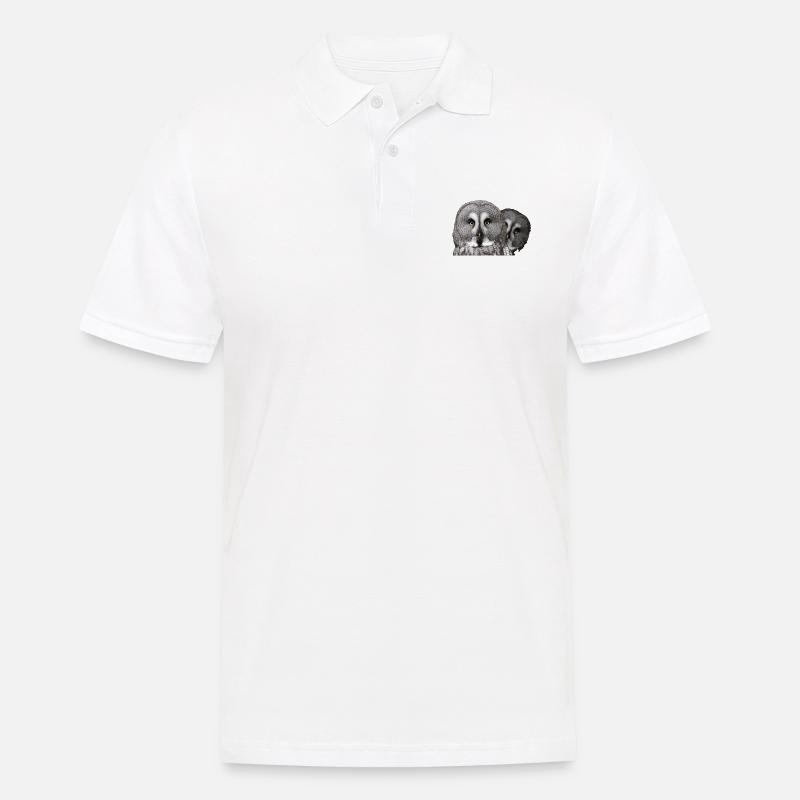 Zwei Eulenköpfe - Männer Poloshirt - Weiß