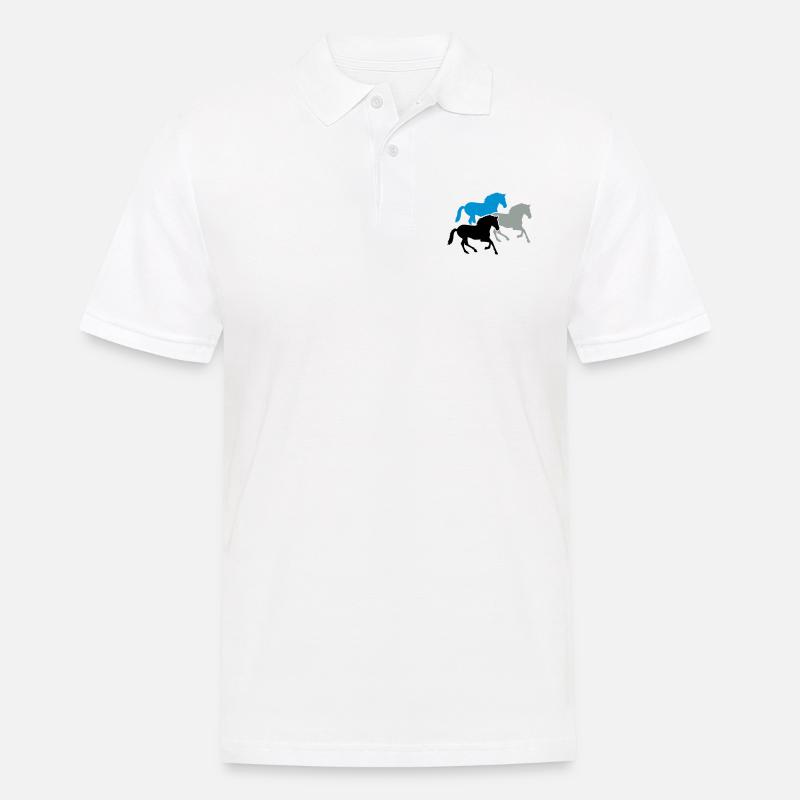 Pferde - Männer Poloshirt - Weiß