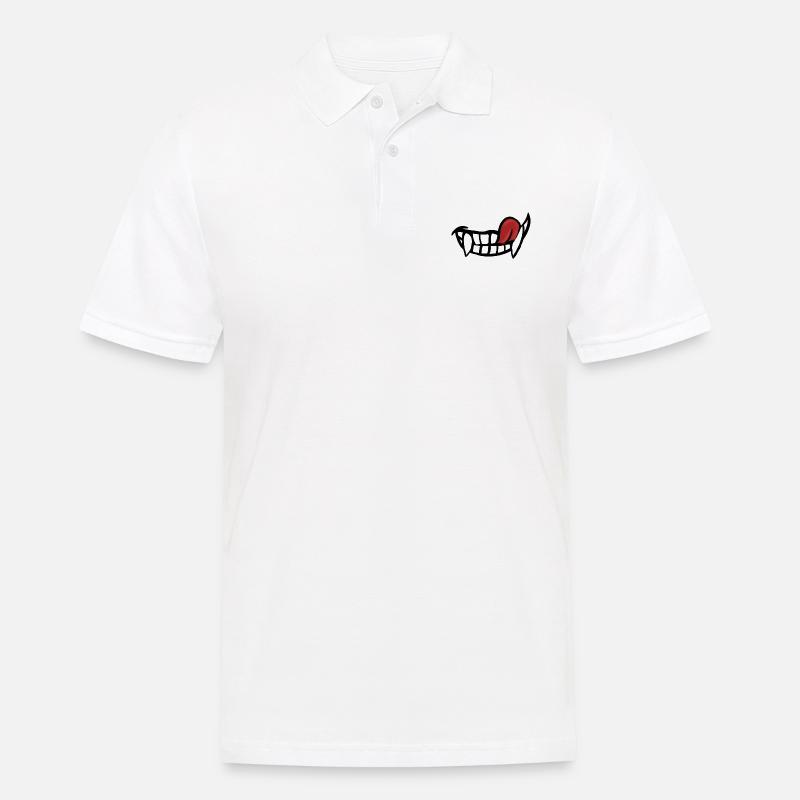 Vampir Lächeln Fratze Comic - Männer Poloshirt - Weiß