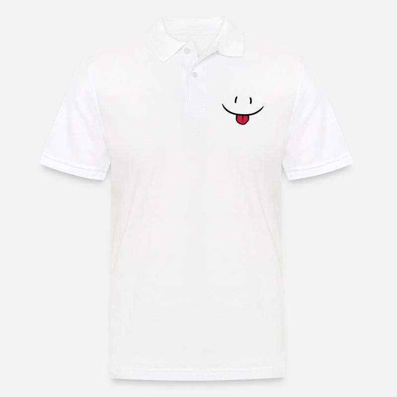 Freches Comic Gesicht - Männer Poloshirt - Weiß