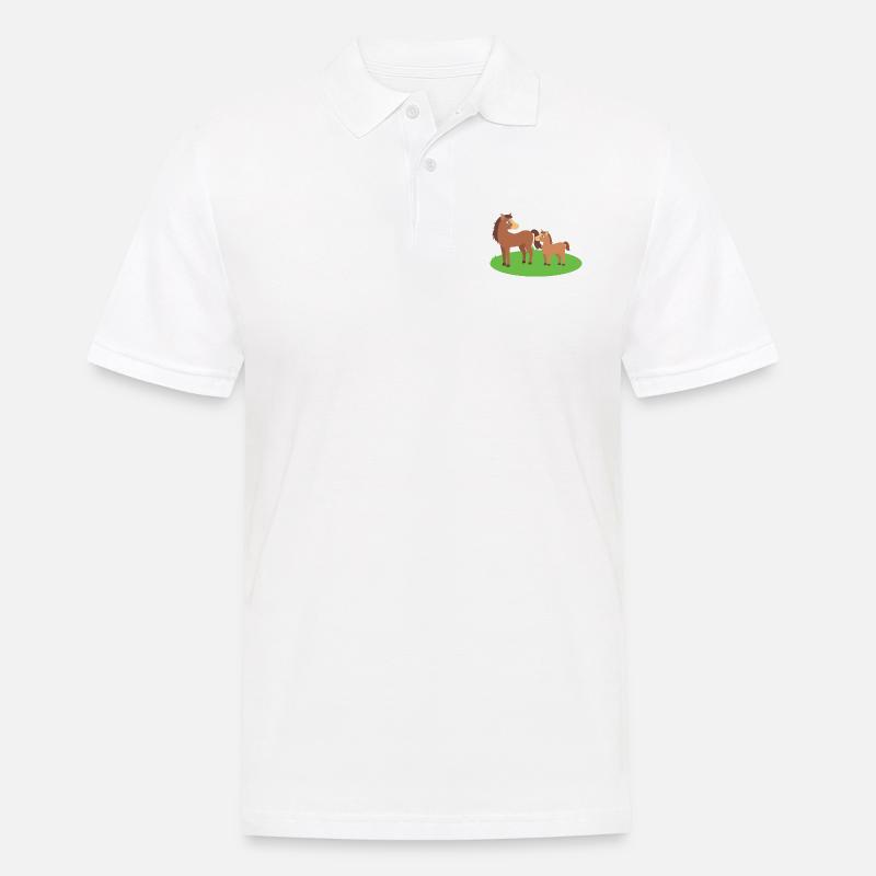 Pferd Mutter und Kind - Männer Poloshirt - Weiß