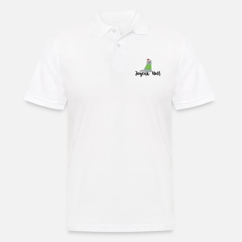 Pull et tee-shirt « Joyeux Noël » avec chat - Polo Homme - blanc