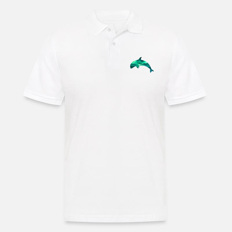 Orca/Killerwal mit Nordlicht-Effekt - Männer Poloshirt - Weiß