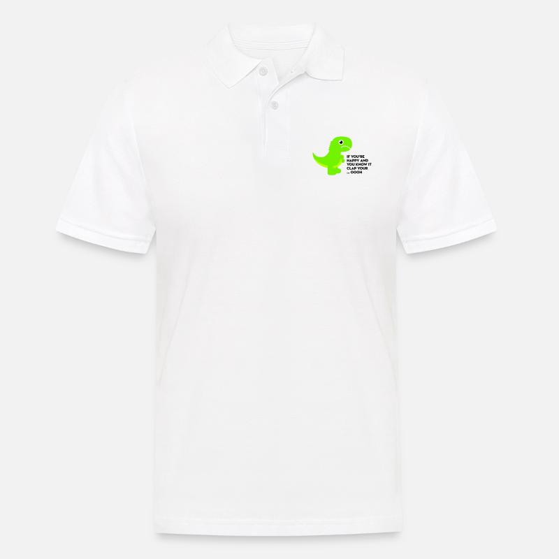 T-Rex clap your hands - Männer Poloshirt - Weiß