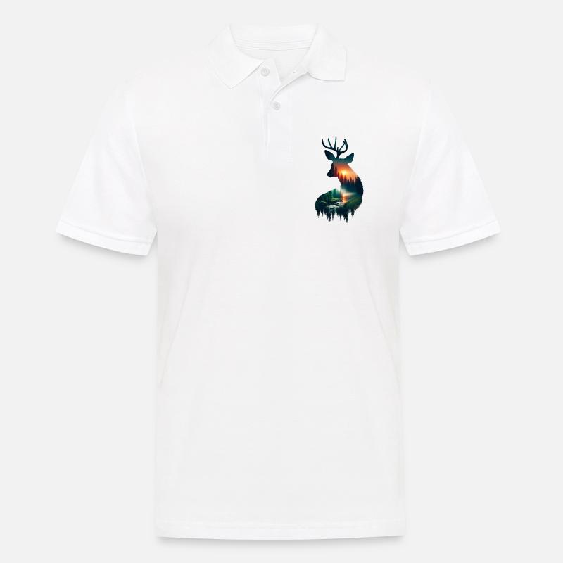 Double Exposure Deer - Männer Poloshirt - Weiß