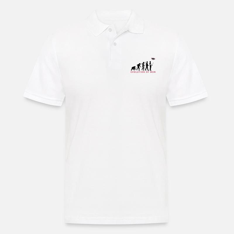 Evolution Modellflieger Drohne 4 Propeller - Männer Poloshirt - Weiß