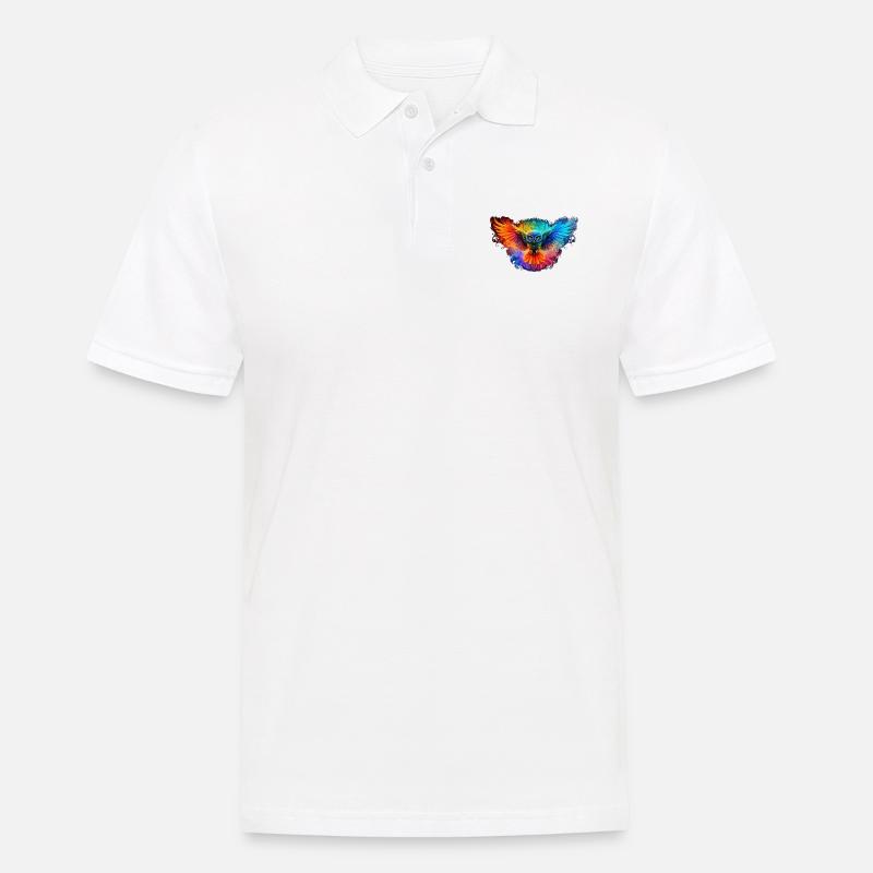 Regenbogen Eulenherz Kunst - Männer Poloshirt - Weiß